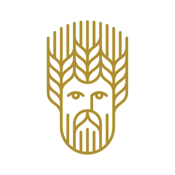 ilustrações de stock, clip art, desenhos animados e ícones de man with wheat hairstyle - ukraine nature