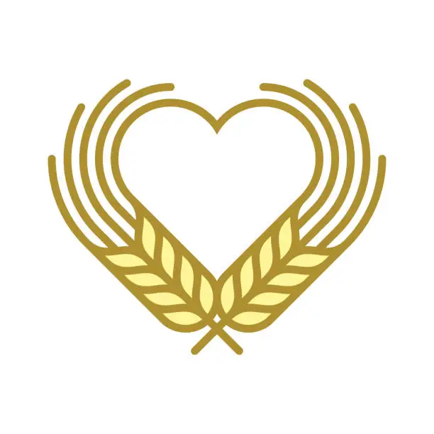 Vector illustration of Wheat with heart