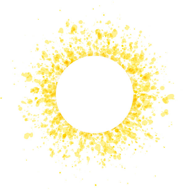 Circle empty frame in front of yellow splash on white background Vector circle empty frame in front of yellow splash on white background sun painting stock illustrations