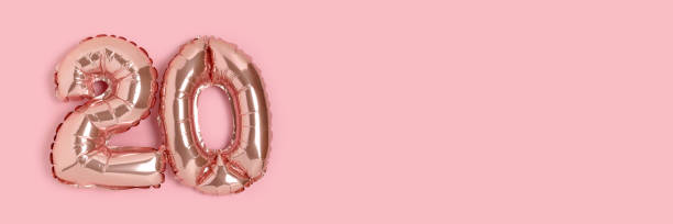 istock Banner with number 20 balloons with place for text. 1308416599