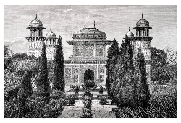 India The Mausoleum of Prince Itmad-ood-Dowlah Etmaddowlah in the Indian city of Agra.
Original edition from my own archive
Source : Tour du monde 1872
Drawing : H. Catenacci after M.L. Rousselet - F. Meaulle