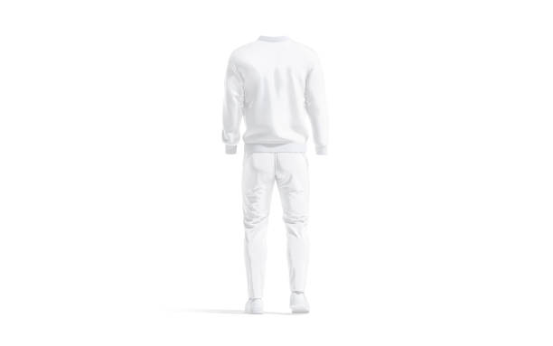 istock Blank white sport tracksuit with bomber, pants and sneakers mockup 1308417843