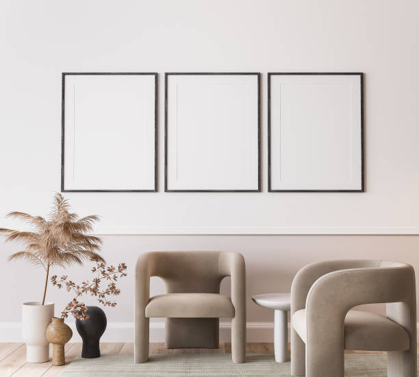 istock White modern living room, minimal home design with frame mockup on empty bright background 1308421863