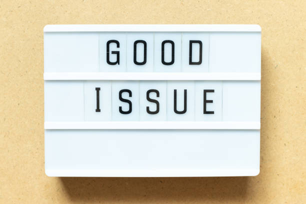 istock Lightbox with word good issue on wood background 1308425244