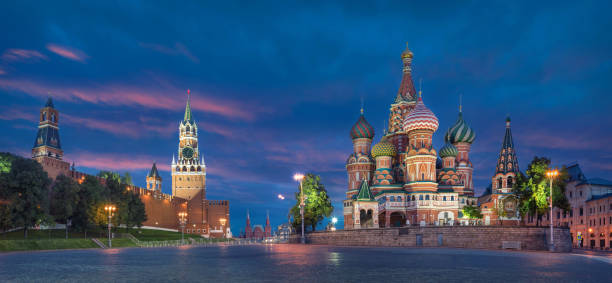 moskau, russland. hdr-panorama des roten platzes - moskau stock-fotos und bilder