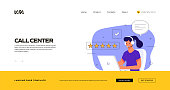 istock Call Center Concept Vector Illustration for Landing Page Template, Website Banner, Advertisement and Marketing Material, Online Advertising, Business Presentation etc. 1308429379