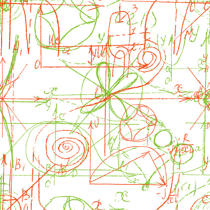Graphic Line Patterns Math Math And Geometry Seamless Pattern With Handwriting And Drawing Of ...
