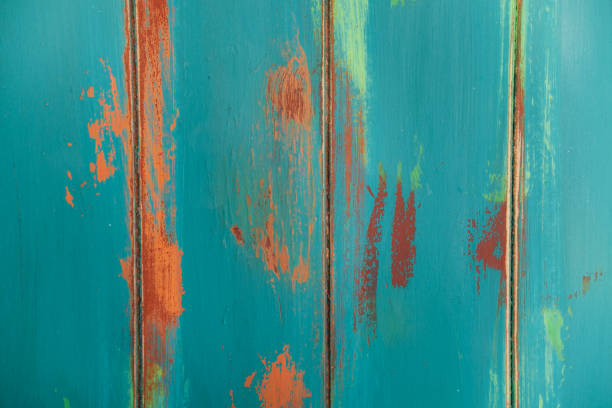 istock Boards painted with a brush in aqua color. 1308431443