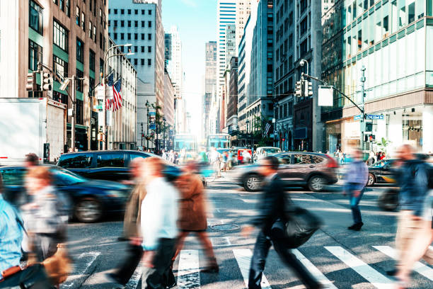 istock Crowded street with people in New York in springtime 1308432207