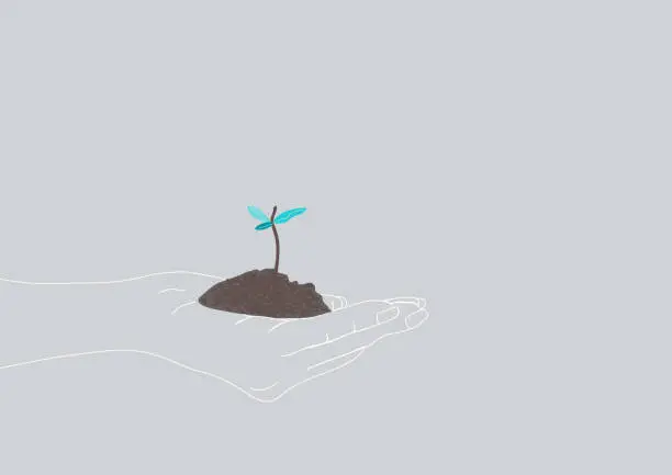 Vector illustration of Arbor day. Planting a new tree