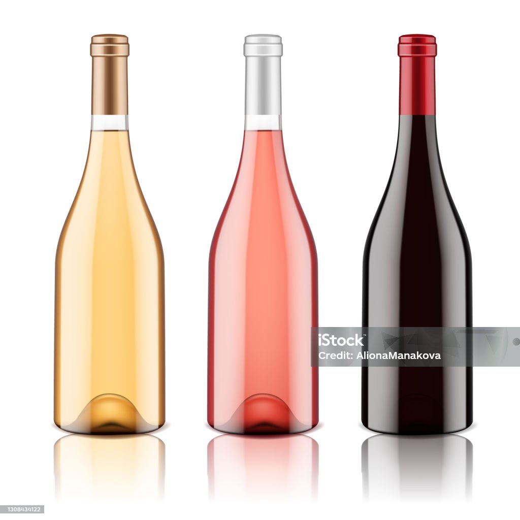 Set of transparent wine bottles, isolated. - Royalty-free Garrafa de Vinho arte vetorial