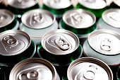 Aluminum cans for soft drinks.