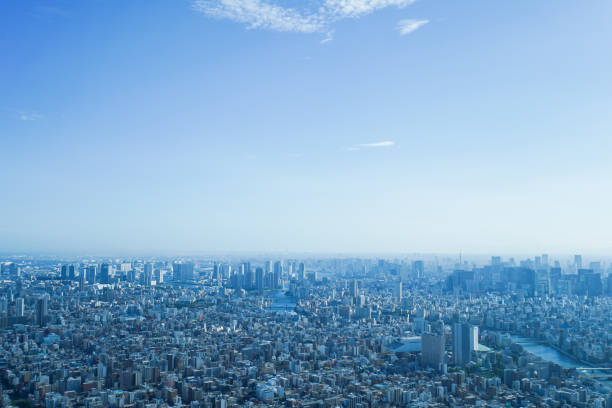 paesaggio di una tokyo metropolitana - city wide foto e immagini stock