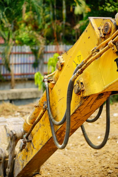 istock Hydraulic tubes with Excavators 1308436056