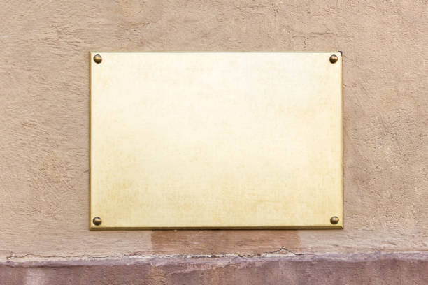 istock Golden metallic outside sign information board 1308438410