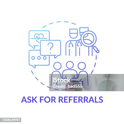 istock Ask for referrals blue gradient concept icon 1308439197