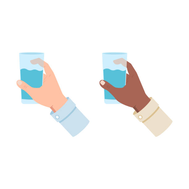 istock White and black hand holding a glass of water vector illustration isolated on white background 1308440601