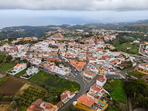 a top down drone shot on Firgas in Gran Canaria, Canary Islands, Spain