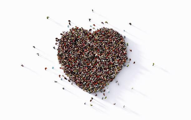 istock Love Concept - Human Crowd Forming A Heart Shape On White Background 1308445463