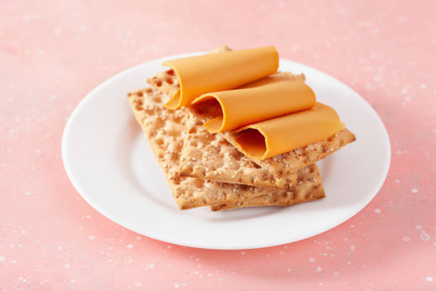 crispbread with Norwegian brunost traditional brown cheese
