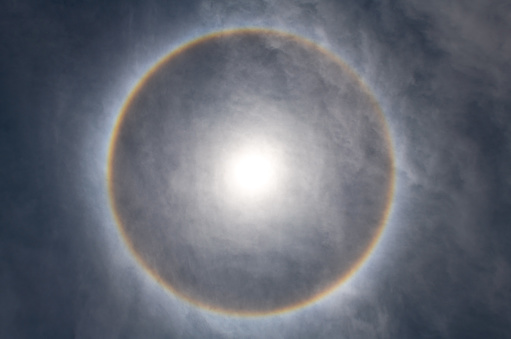 Sun halo optical phenomenon in sky.