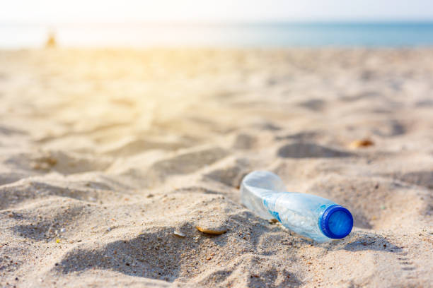 istock Plastic water bottles on the beach by the sea. 1308455176