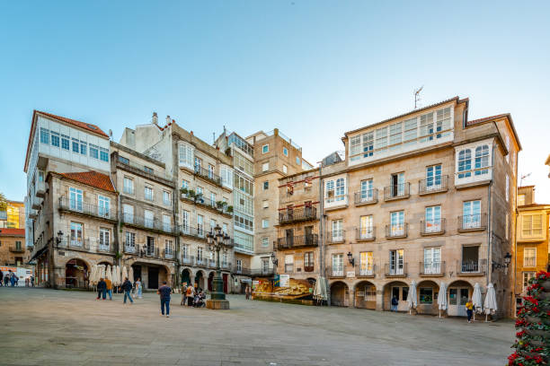 Architecture of Vigo Plaza de la Constitución, Caco Antiguo vigo stock pictures, royalty-free photos & images