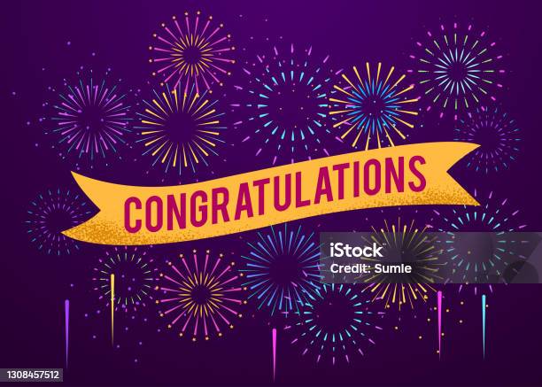 Congratulations Explotion Congratulations Poster With Fireworks Explosions Celebration Greeting ...