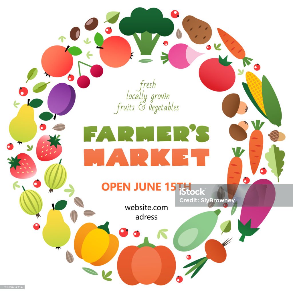 Farmers Market Banner Template Stock Illustration - Download Image Now