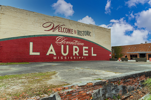 Welcome to Laurel, MS mural in historic downtown Laurel, Mississippi