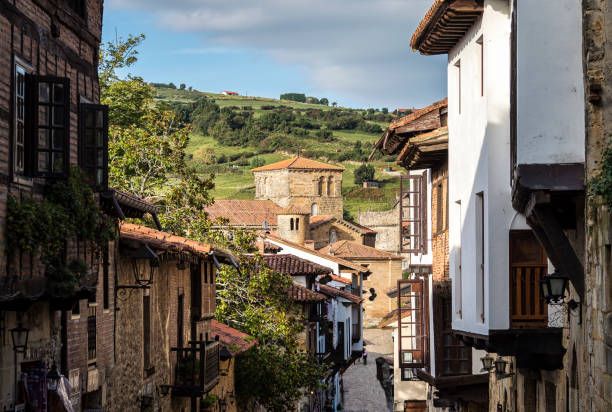 Santillana del Mar town with a historical-artistic value in Cantabria, Santander, Spain stock photo