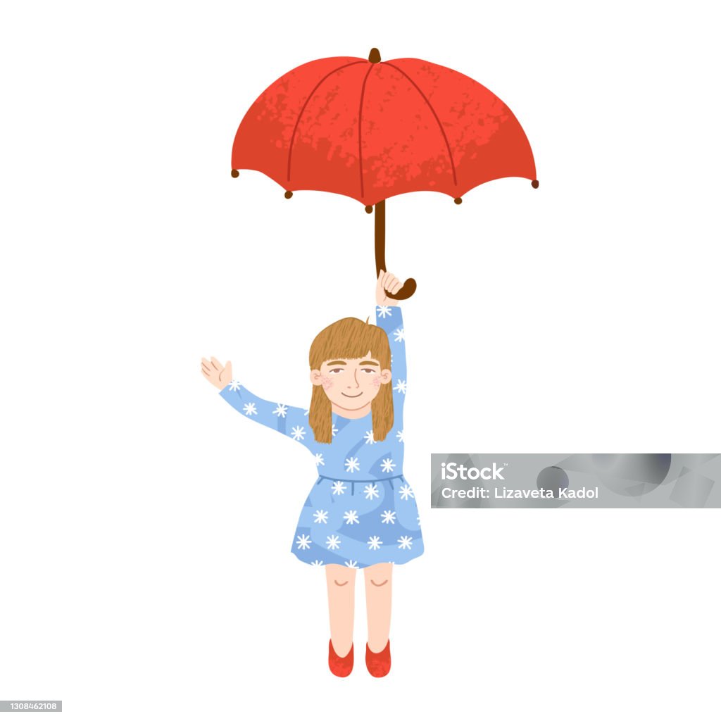 Cô Bé Dễ Thương Cầm Một Hình Minh Họa Ô Bị Cô Lập Trên Màu Trắng ...