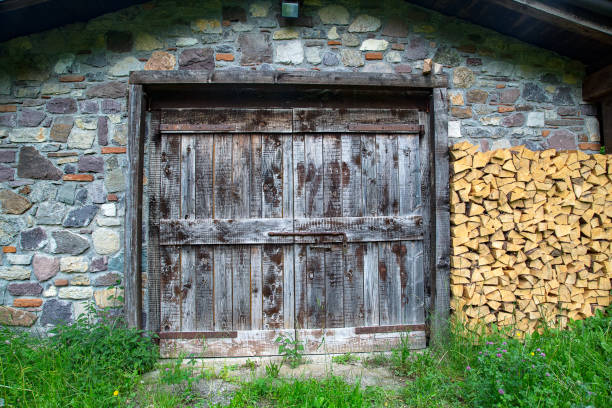 istock Beautiful stone hut in the high mountains 1308462172