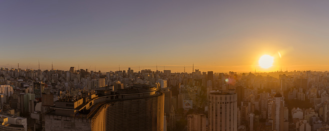 Aerial view of the city of São Paulo at Sunset