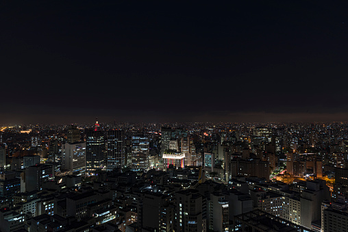 Aerial view of the city of São Paulo at night