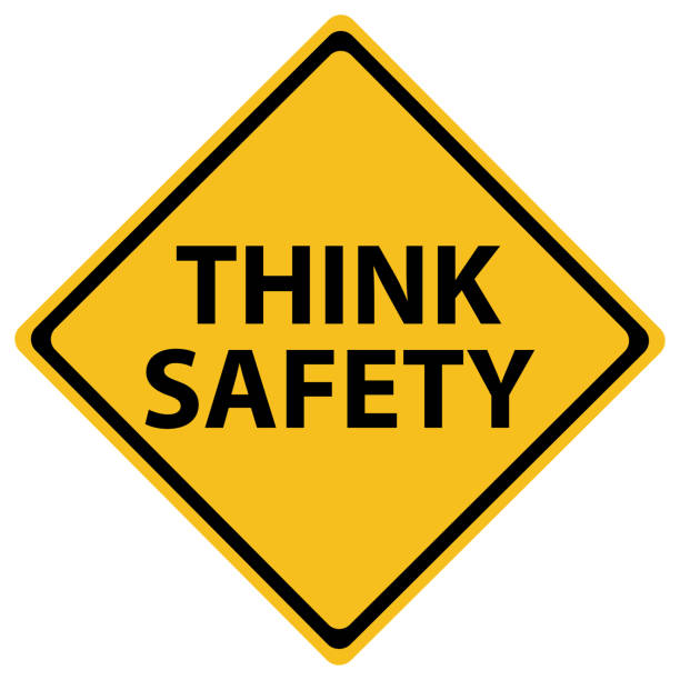 Think safety road sign Think safety road sign isolated safety first stock illustrations