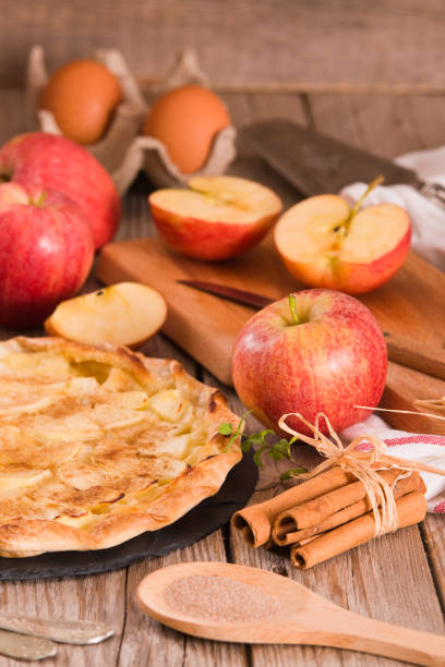 istock Apple tart with sugar cinnamon topping. 1308465085