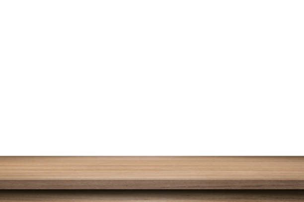 istock Empty wood table on isolate white background and display montage with copy space for product. 1308465245