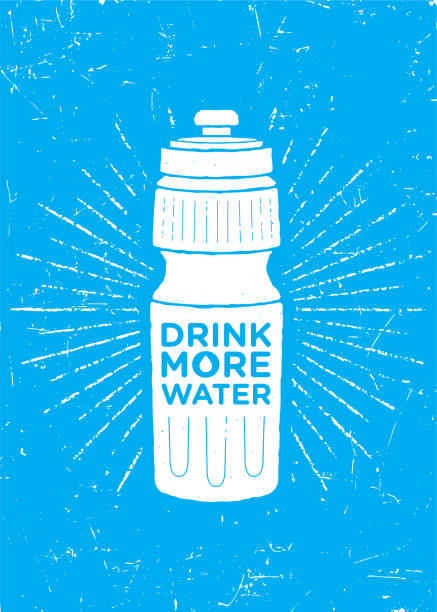 Drink More Water. Healthy Nutrition Motivation Quote Concept. Sport Bottle Illustration On Textured Background Inspiring Workout Illustration On Textured Background gym designs stock illustrations