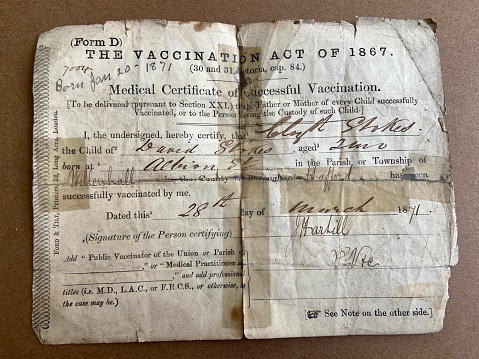 Vaccination Certificate 1867