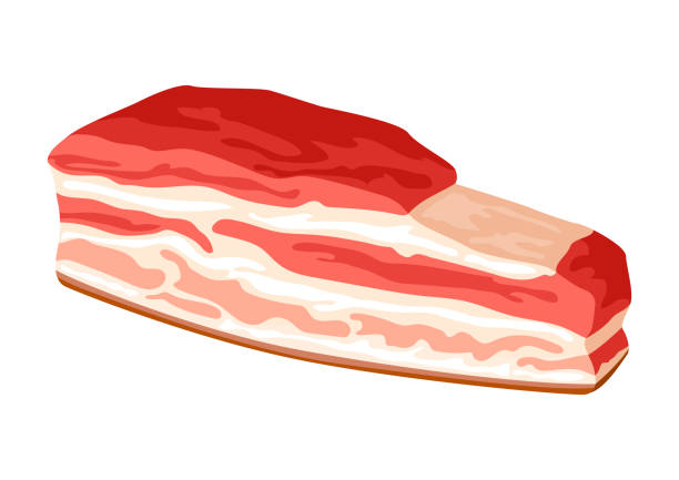 ilustrações de stock, clip art, desenhos animados e ícones de illustration of bacon. icon or image for butcher shops and industries. - cooked barbecue eating serving