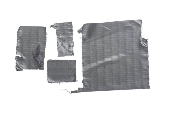 Pieces of adhesive tape isolated on white background.