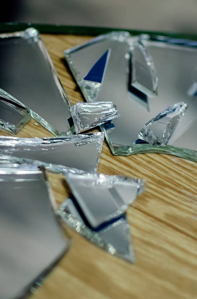 istock Unlucky sign, superstition. Broken mirror. 1308473778