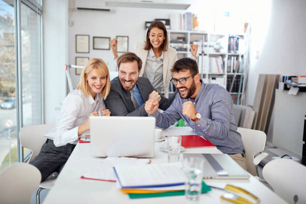 istock Business Team Success Concept.business people successfully completed work 1308473989