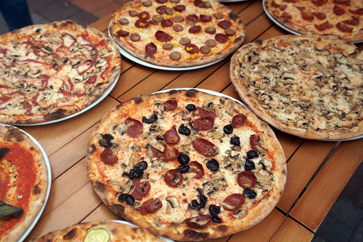 Various toppings pizzas