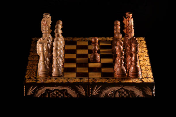 istock A game of chess where black pieces make the first move 1308481464