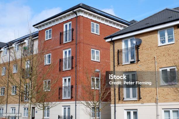Modern Two And Three Storey Apartment Blocks Stock Photo - Download Image Now - Apartment, Watford, Hertfordshire