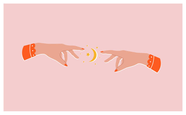 istock female hands with red manicure reach out to each other 1308493662