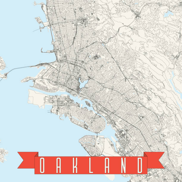 illustrazioni stock, clip art, cartoni animati e icone di tendenza di mappa vettoriale di oakland, california usa - map san francisco bay area san francisco county california