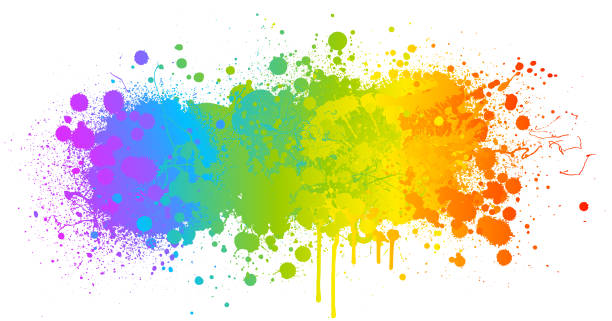 ilustraciones, imágenes clip art, dibujos animados e iconos de stock de fondo de salpicaduras de pintura arco iris - spray paint splat